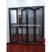 Cheap aluminium exterior glass folding door with inside blinds