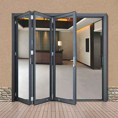 With Germany Roto hardware double glazing aluminum horizontal folding doors or bathroom door made in China