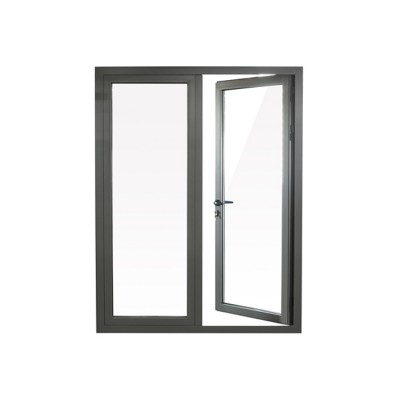 White aluminum swing door for bathroom with tempered glass